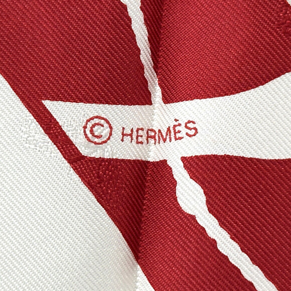HERMES Red Silk Scarf - Picture 4 of 7